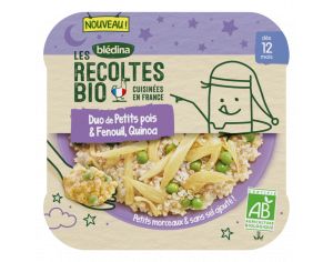 BLEDINA Les Récoltes Bio - 5 Assiettes Petits Pois 230g - Fenouil - Quinoa - Dès 12 Mois