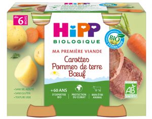 HIPP Ma Première Viande -  2 x 190 g Carottes - Pommes de terre - Boeuf - 6M