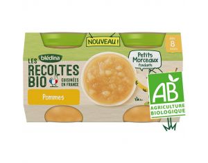 BLEDINA Les Récoltes Bio - Lot de 24 Petits Pots Pommes Petits Morceaux 130g - Dès 8 Mois