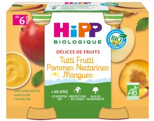 HIPP Délices de Fruits - 2 x 190g Tutti Frutti Pommes Nectarines Mangues - 6 M