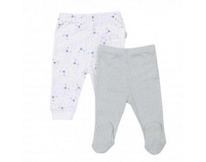 SEVIRA KIDS Set de 2 Pantalons Bébé en Coton Bio - LÉON 3-6M - 62CM