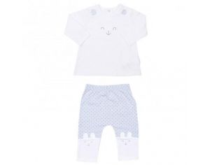 SEVIRA KIDS Pyjama Bébé 2 Pièces Coton Bio - Lapin Bleu