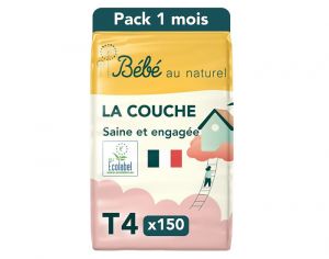 BEBE AU NATUREL La Couche Ecologique - Pack Economique Taille 4 / 7-18 kg Lot x3 / 150 couches