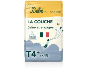 BEBE AU NATUREL La Couche Ecologique - Pack Economique Taille 4+ / 9-20 kg A l'unité / 48 couches