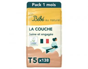 BEBE AU NATUREL La Couche Ecologique - Pack Economique Taille 5 / 11-25 kg Lot x3 / 138 couches