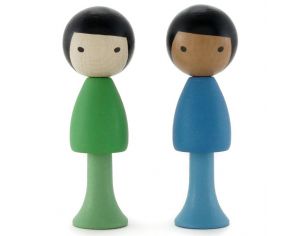 CLICQUES Lot de 2 Figurines en Bois Magnétiques - Tai et Nico - Dès 3 ans