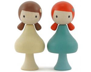 CLICQUES Lot de 2 Figurines en Bois Magnétiques - Zoé et Stella - Dès 3 ans