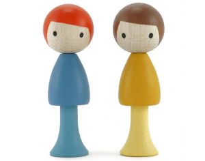 CLICQUES Lot de 2 Figurines en Bois Magnétiques - Marco et Ben - Dès 3 ans