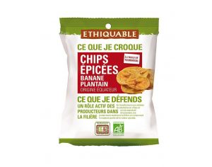 ETHIQUABLE Chips ÉPICÉES Banane Plantain Bio & Equitable - 85 g