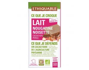 ETHIQUABLE Chocolat Lait Nougatine Noisette Bio & Equitable - 100 g