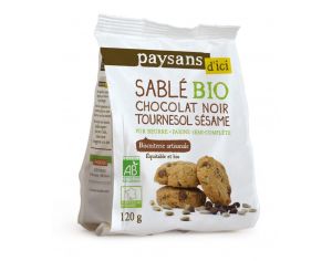 PAYSANS D'ICI Sablé Chocolat Noir Sésame et Tournesol Bio et Equitable - 120 g