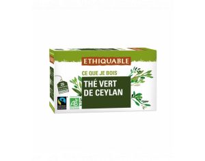 ETHIQUABLE Thé Vert de Ceylan Bio & Equitable - 20 Sachets