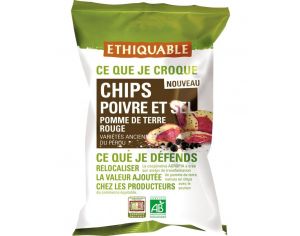 ETHIQUABLE Chips Poivre et Sel de Pomme de Terre Rouge - bio & équitable - 100 g