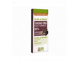 ETHIQUABLE Cacao Cru non Torréfié 82% de Cacao Bio & Equitable - 80 g