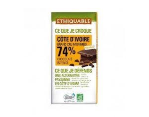 ETHIQUABLE Chocolat Noir Grand Cru M'Brimbo 74% Bio & Equitable - 100g