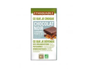 ETHIQUABLE Chocolat Noir Caramel Pointe de Sel Bio & Equitable - 100 g