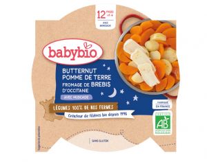 BABYBIO Assiette Bonne Nuit - 230g Butternut & Pomme de Terre Fromage de Brebis - Dès 12 Mois