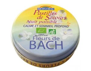 BIOFLORAL Pastilles de Secours Bio Nuit Paisible - Fleurs de Bach Rescue - 50g