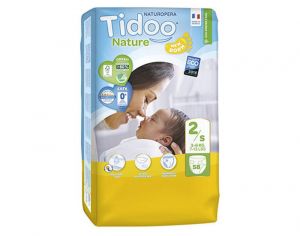 TIDOO Couches Ecologiques Nature - Pack Economique - Lot de 3 T2 / 3-6 kg / 3x58 couches