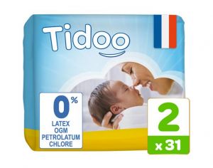 TIDOO Couches Ecologiques Nature T2 / 3-6 kg / 31 couches