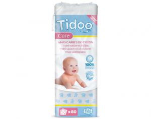 TIDOO Maxi Carrés bébés en coton bio - 80 unités