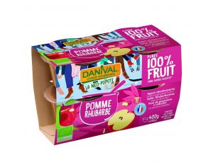 DANIVAL Purée 100% fruits pomme-rhubarbe 4x100g bio