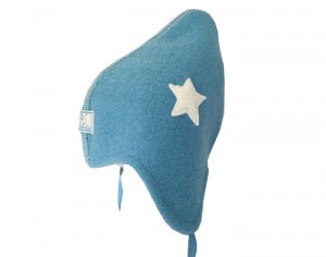 PICKAPOOH Bonnet Bébé Feutre de Laine Zoe - Bleu 3-6 mois - Tour de Tête 44 cm