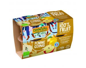 DANIVAL Purée 100% fruits pomme-coing 4x100g bio