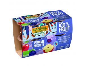 DANIVAL Purée 100% fruits pomme-myrtille 4x100g bio
