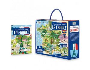 SASSI JUNIOR Puzzle & Livre - Voyagez, Découvrez, Explorez, La France - Dès 6 Ans