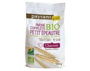 PAYSANS D'ICI Farine Complète de Petit épeautre Bio et Equitable T110 - 500 g
