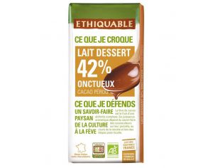 ETHIQUABLE Chocolat Lait Dessert 42% - Cacao bio & équitable - 200 g