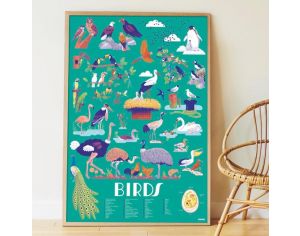 POPPIK Poster géant 45 stickers Oiseaux - Dès 6 ans