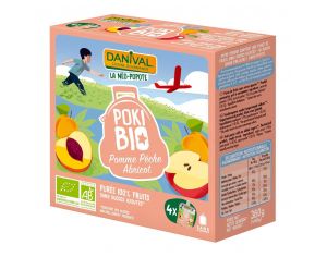 DANIVAL Poki Bio pomme-pêche-abricot 4x90g