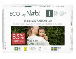 NATY Couches Ecologiques Eco By Naty T1 / 2-5 kg / 25 couches