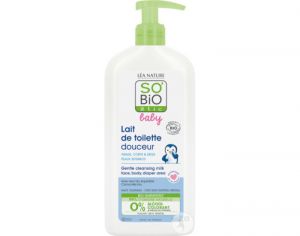 SO'BIO Baby Lait de Toilette Douceur Corps, Visage et Siège - 500 ml
