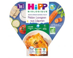 HIPP Assiette Mon Diner Bonne Nuit - 200, 230g ou 260g Petites Lasagnes aux légumes - 18M