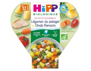 HIPP Assiette - Les Petits Gourmets - 200, 230g ou 260g Légumes Dinde Romarin - 12M