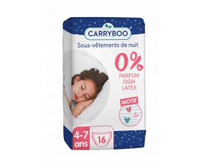 CARRYBOO Paquet de 16 Sous-vêtements de Nuit Absorbants - Fille -  4-7 ans (17 à 30 kg)  