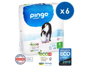 PINGO Couches Écologiques Ultra Soft T6 / 16-30 kg 6 x 32 couches