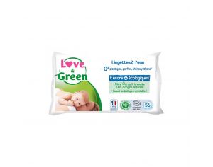 LOVE & GREEN Love And Green Lingettes à l'Eau Paquet de 56
