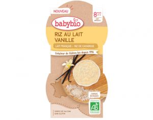 BABYBIO Bols Lactés Riz au Lait - 2 x 100 g - Dès 8 mois Vanille
