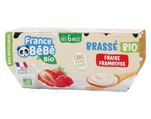 FRANCE BEBE BIO Brassé Fraise Framboise - 4x100 g - Dès 6 mois