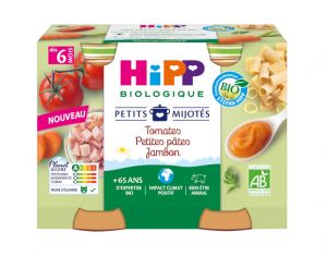 HIPP Les Petits Mijotés - 2 x 190 g Tomates Petites pâtes Jambon - 6M