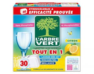 L'ARBRE VERT Tablettes Lave-Vaisselle Tout En 1 Citron - 30 Doses