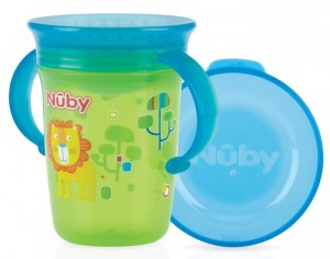 NUBY Gobelet Magique 360 Green avec Anses - 240ml - 6+ mois