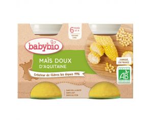 BABYBIO Mes Légumes - 2 x 130 g Maïs Doux d'Aquitaine - 6 mois