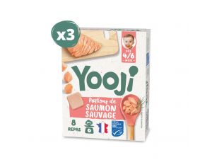YOOJI Hach en Portions - Saumon Sauvage - Lot de 3 - Ds 6 Mois