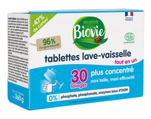 BIOVIE Tablettes Lave-Vaisselle Tout-En-Un - 30 Tablettes