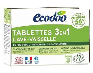 ECODOO Tablettes Lave-Vaisselle 3en1 Format XL - 60 Tablettes